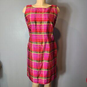 Vintage David Warren New York Dress Womens 10P Plaid Old Money Silk‎ Taffeta